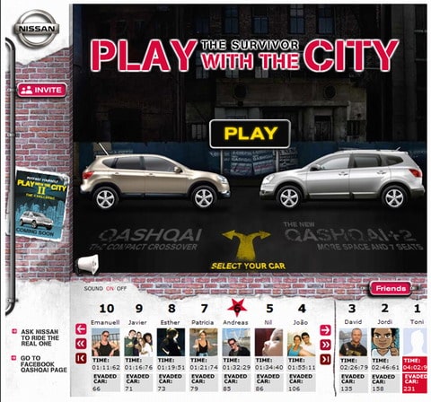 juego juego Nissan también en Facebook