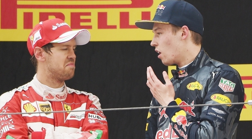 Vettel y Kvyat enfadados