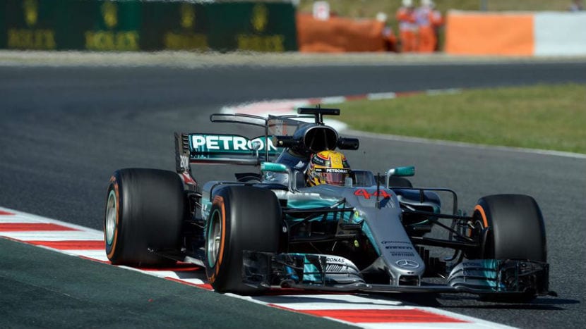 Hamilton met de Mercedes F1 W08