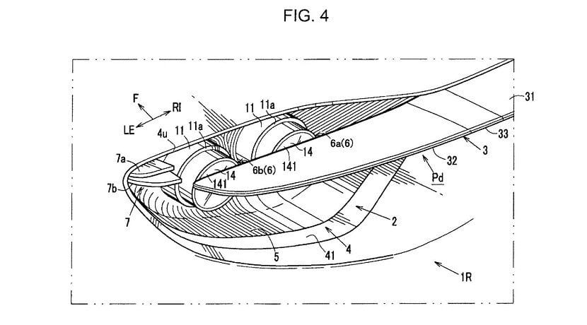 Esquema del alerón móvil patentado por Mazda