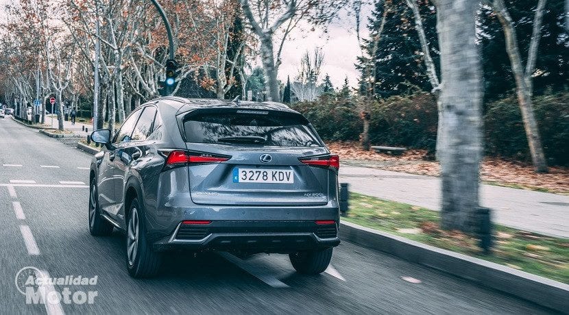 Trasera del Lexus NX 300h Luxury (foto dinámica)