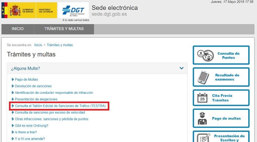 como consultar multas de tráfico por matrícula