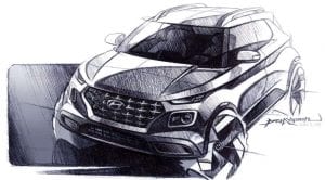 Hyundai Venue boceto exterior frontal