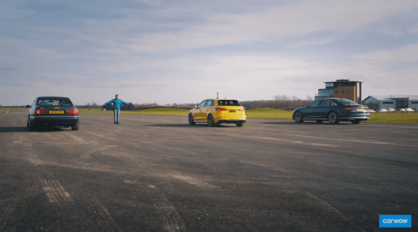 Audi S3, A8 50 TDI y S8 en drag race