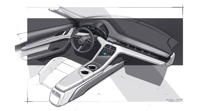 Porsche Taycan 2020 interior boceto