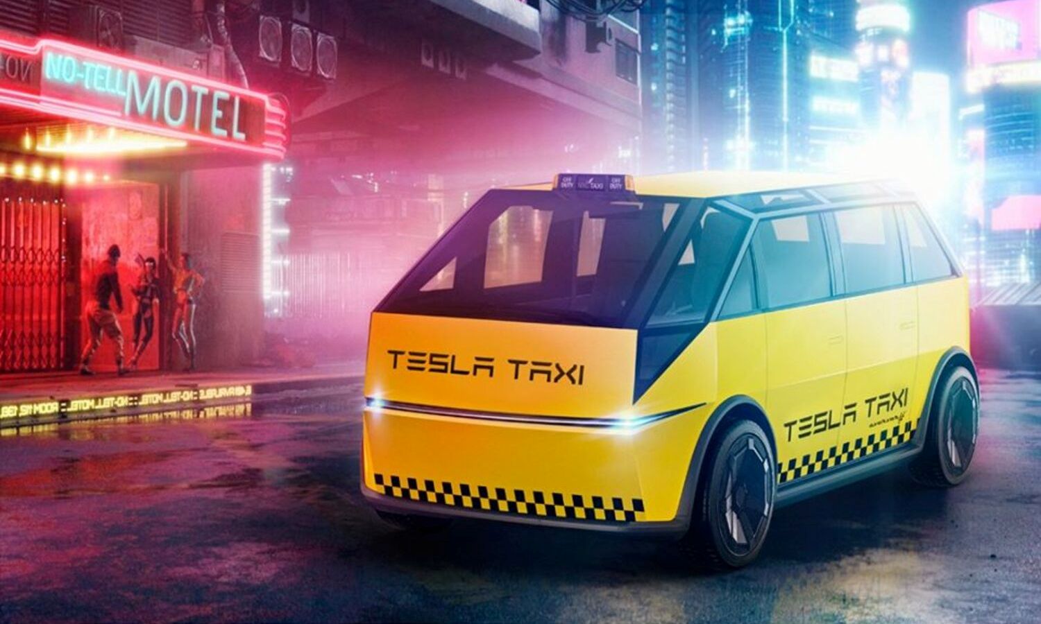 Tesla Cybertaxi atvaizdavimas