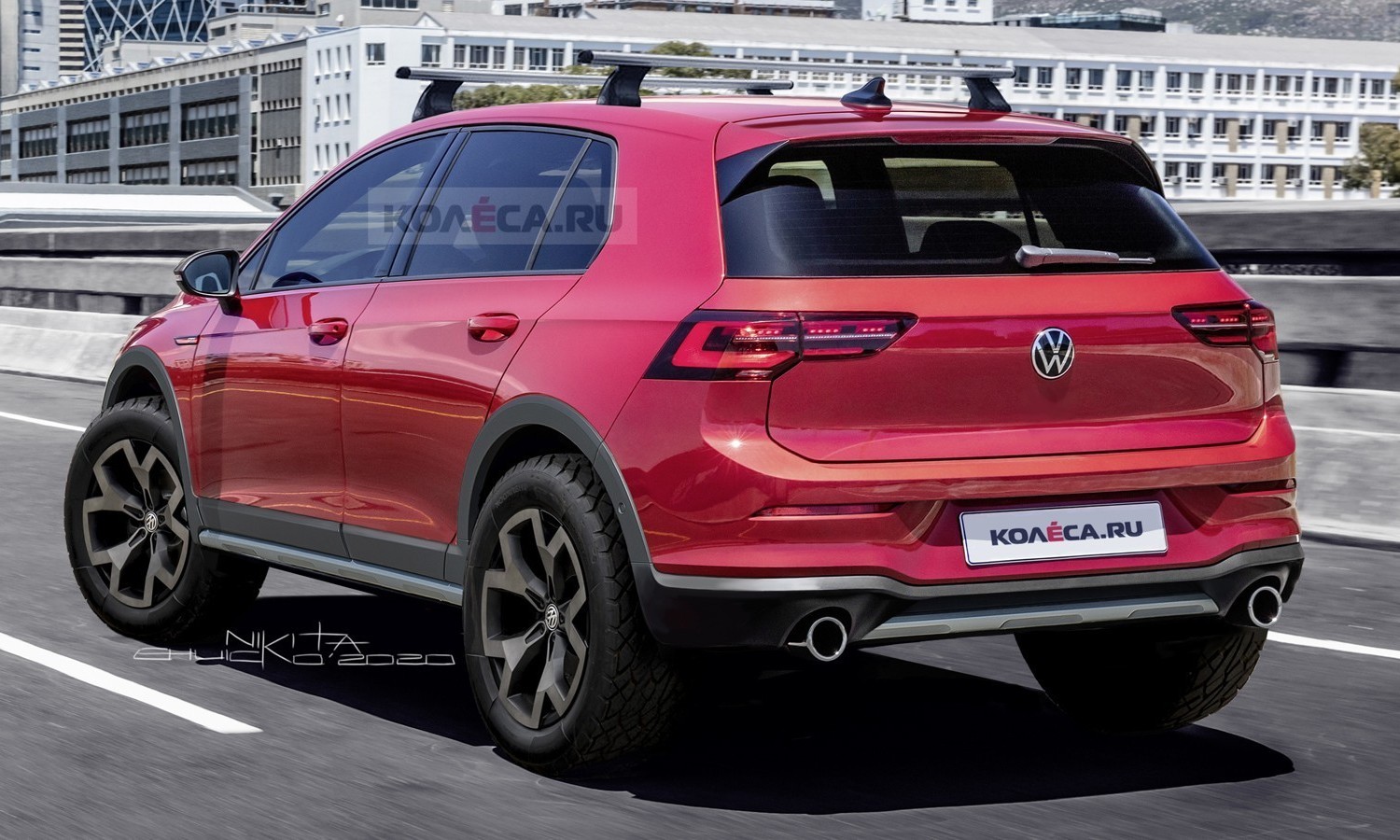 Volkswagen Golf Country 2020 render by Kolesa.ru rear