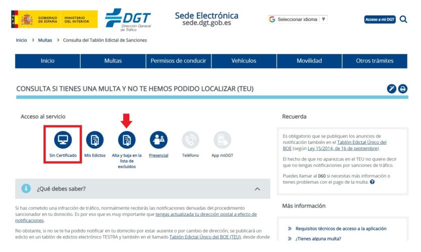 Consultar multas de tráfico por matricula,