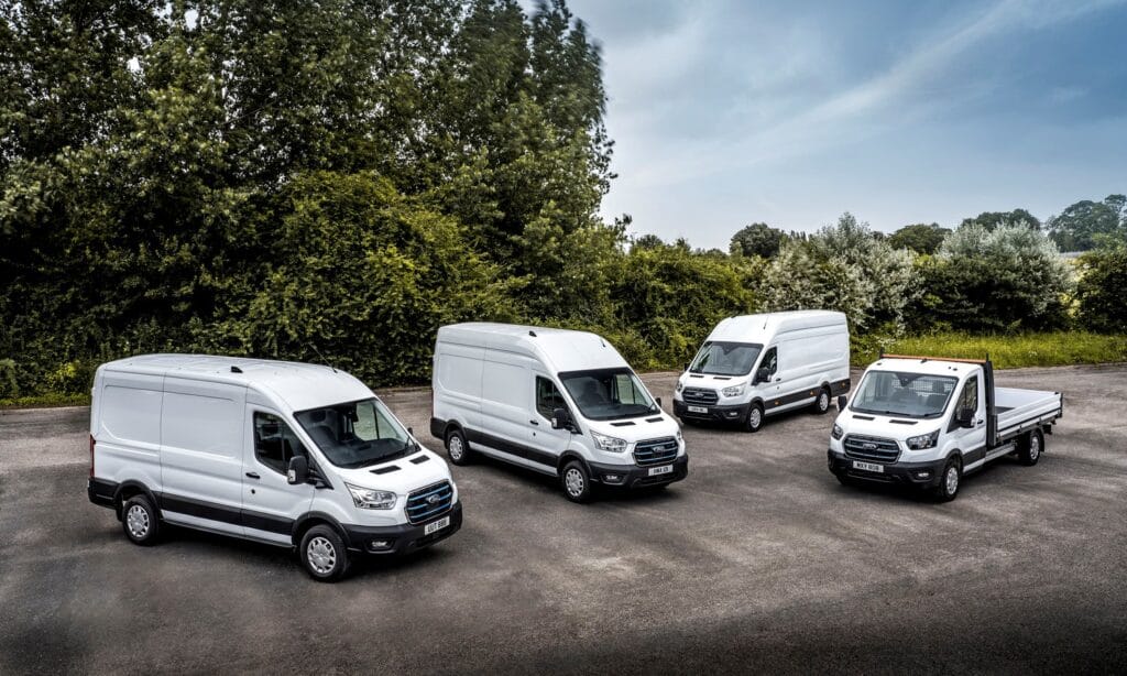 The trials fleet features a full range of E-Transit variants