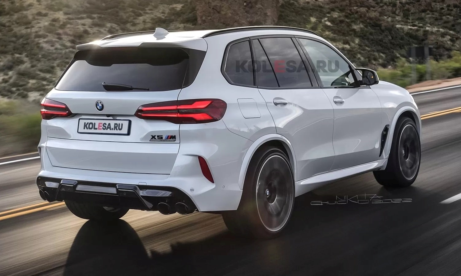 BMW X5 M rear render by Kolesa