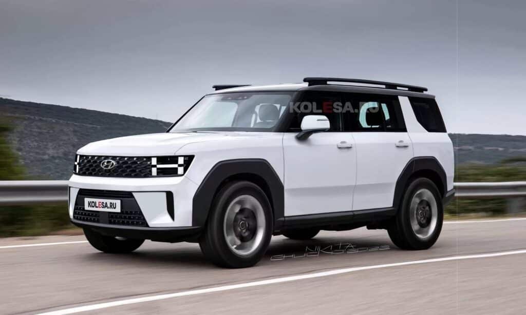 New Hyundai Santa Fe front-side render by Kolesa