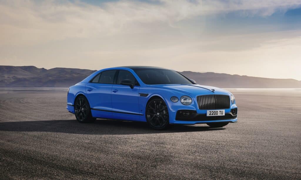 Bentley Flying Spur S Hybrid in new Spark Blue Mulliner 500th Commission