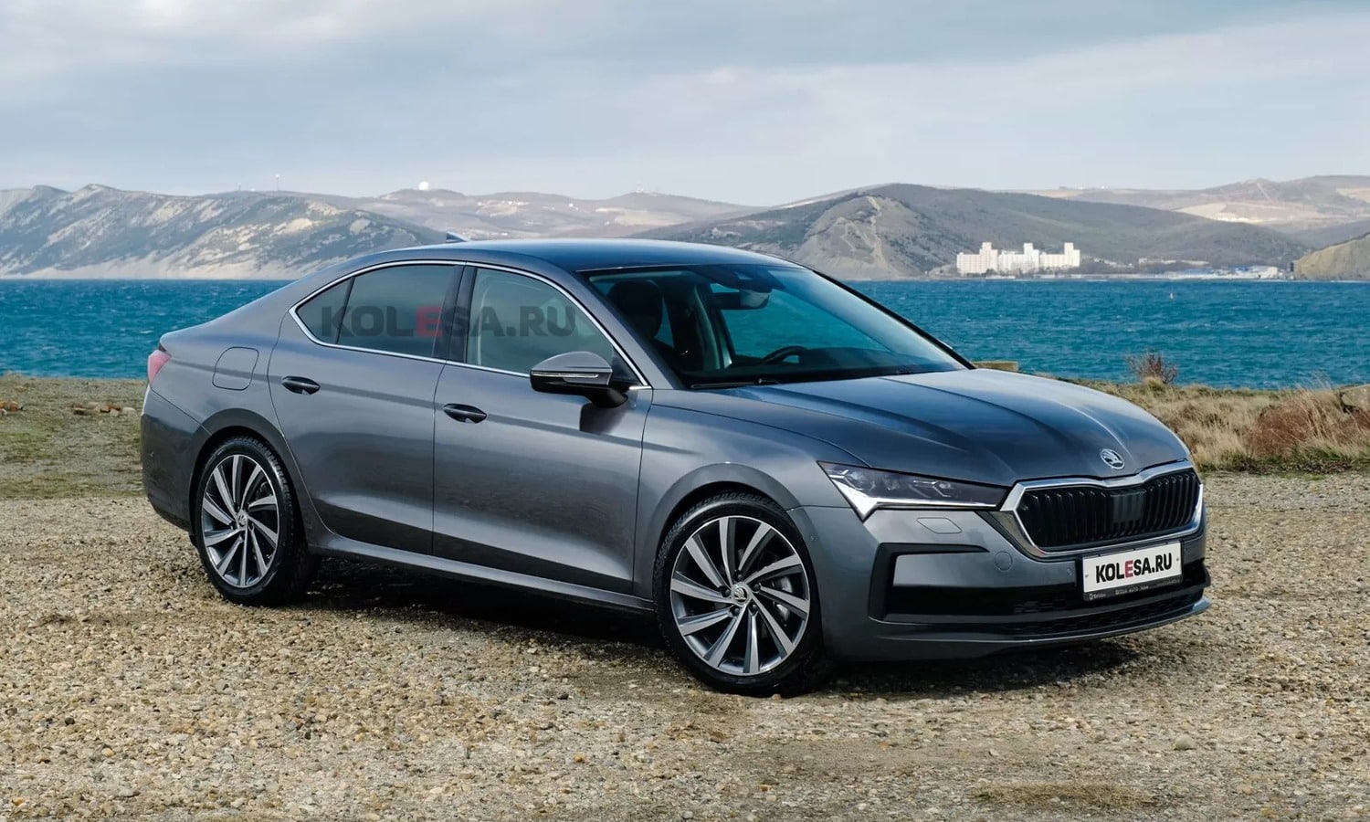 Skoda Superb front-side render by Kolesa