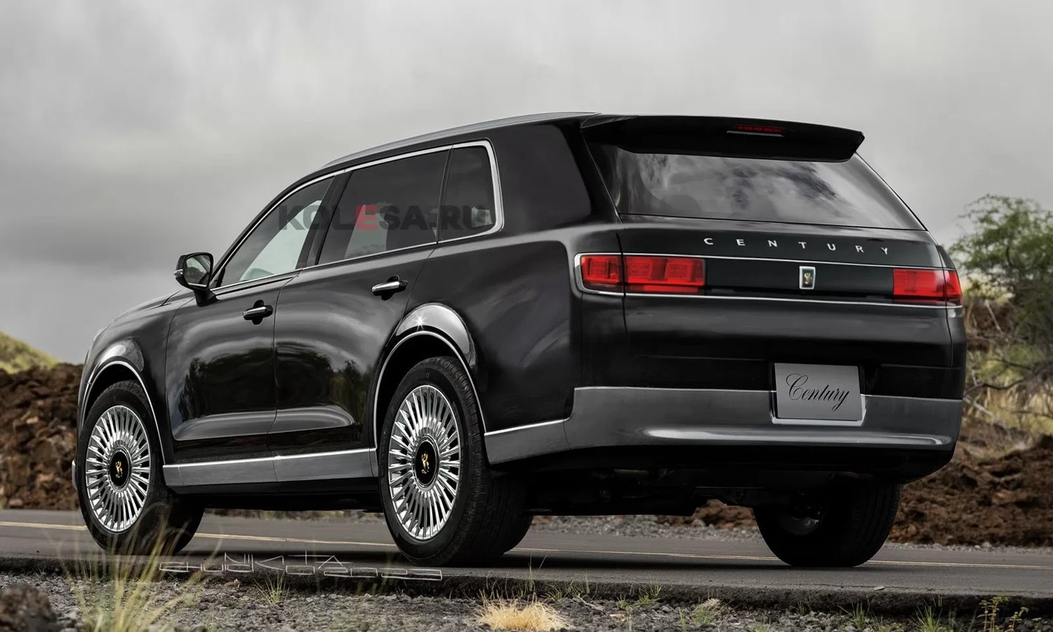 Toyota Century rear-side render by Kolesa