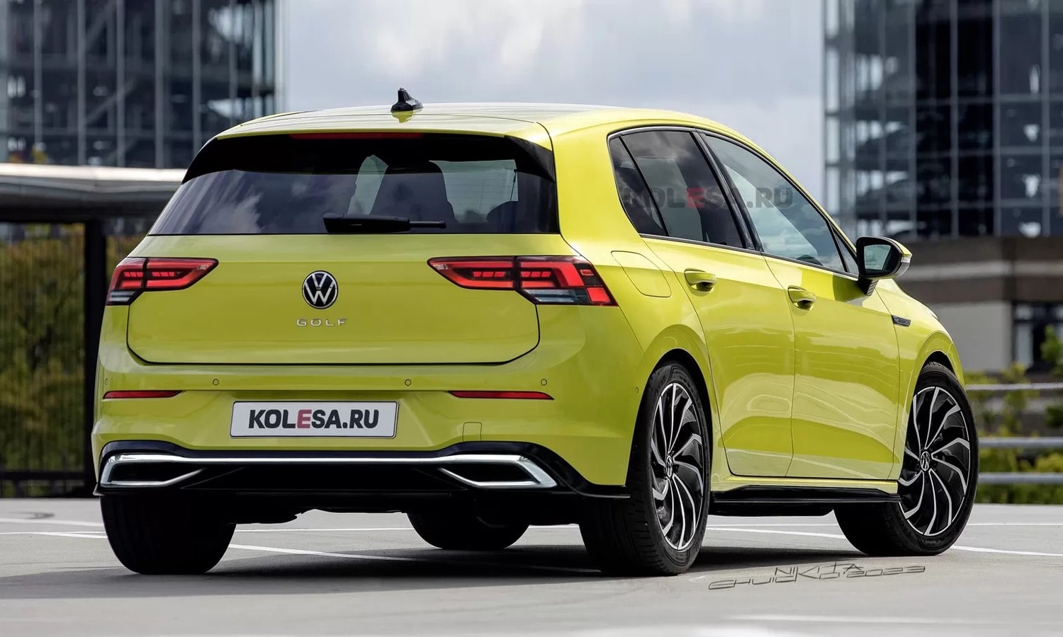 Volkswagen Golf facelift rear-side render by Kolesa