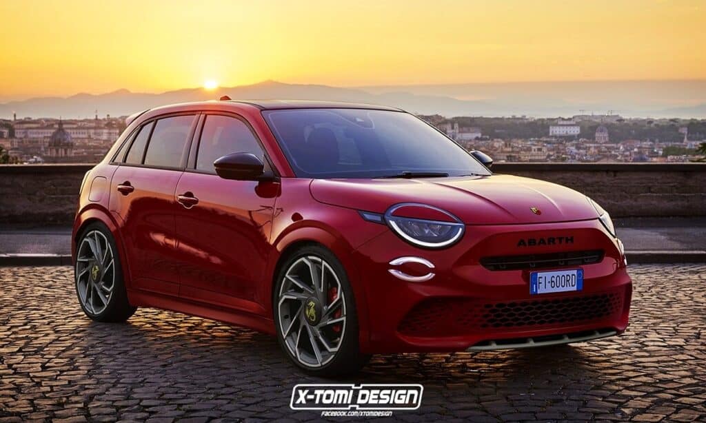 Abarth 600e front-side render by X-Tomi Design