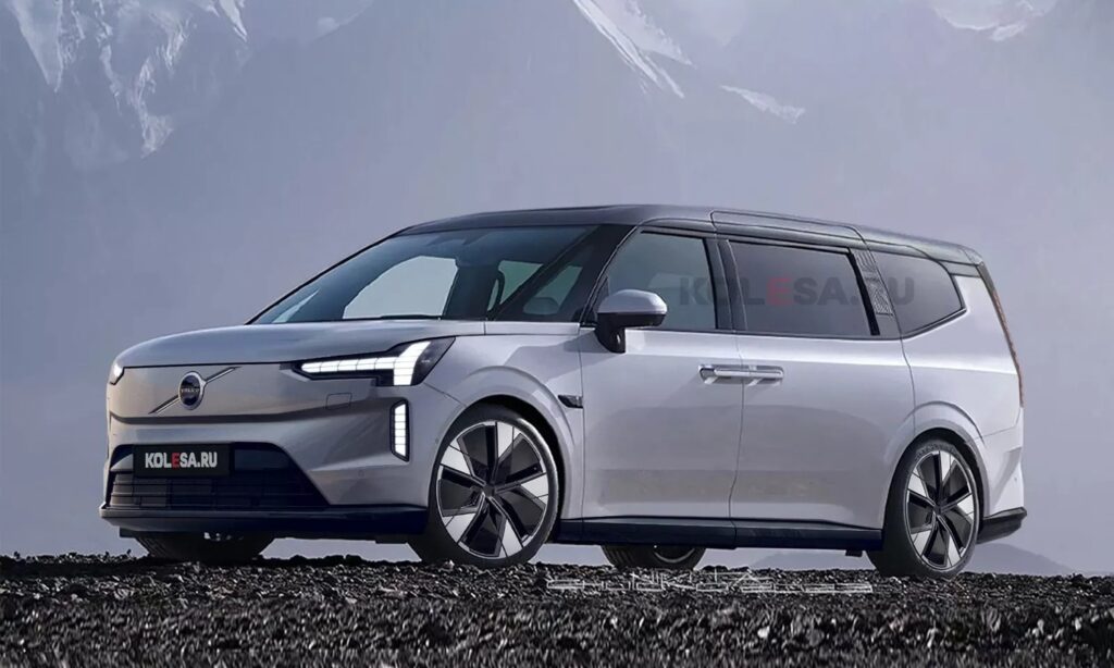 Volvo EM90 front-side render by Kolesa