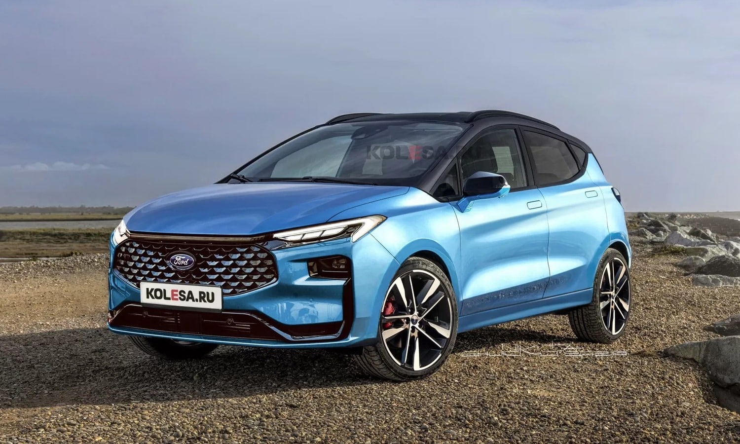 A new posible Ford Fiesta front-side render by Kolesa
