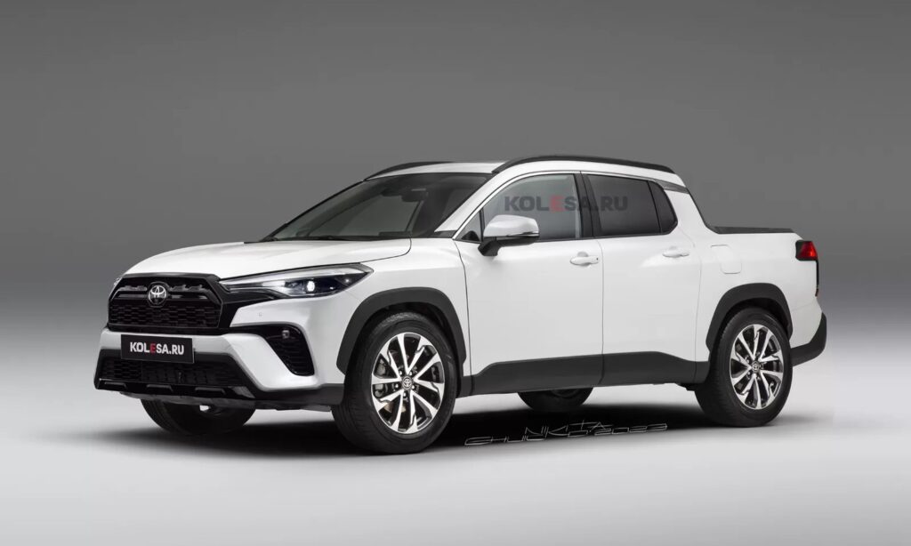 Toyota Corolla Cross pick up front-side render by Kolesa