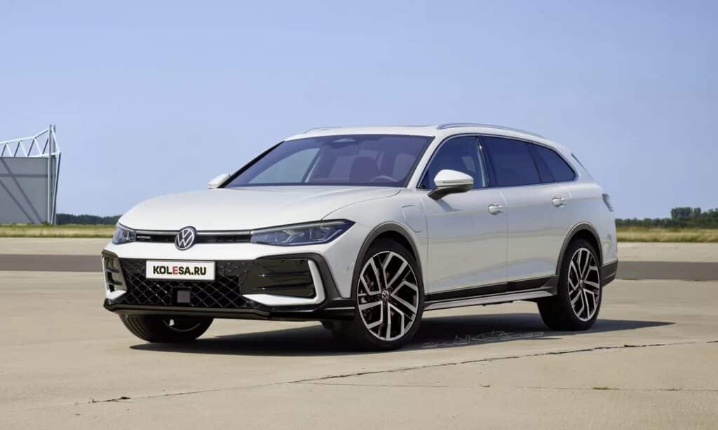 Volkswagen Passat Alltrack front-side render by Kolesa