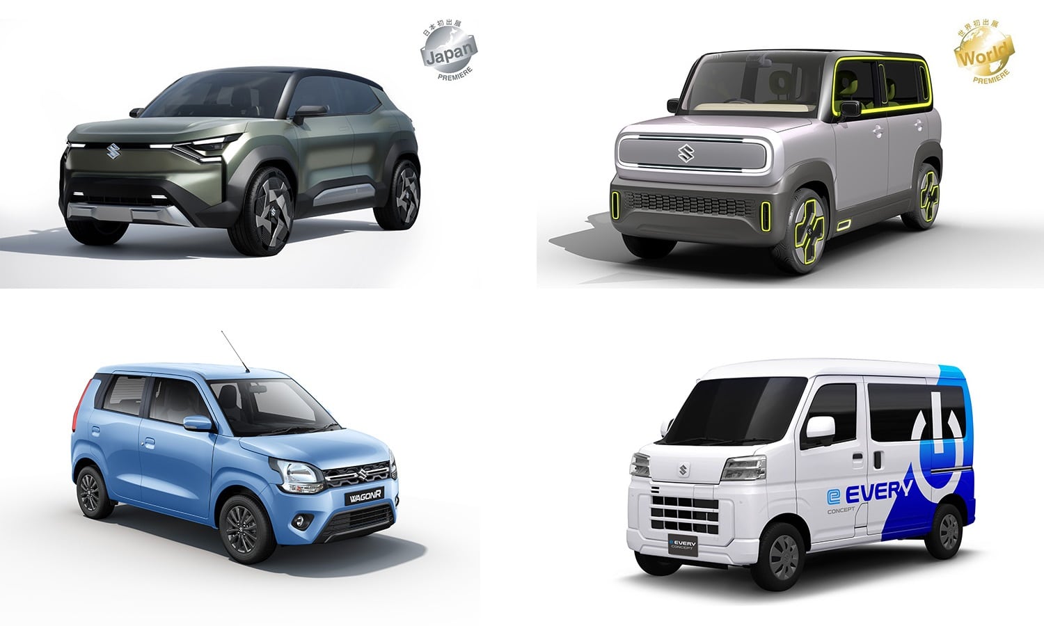 Suzuki eVX vs Suzuki eWX vs Suzuki WagonR CBG vs Suzuki e EVERY CONCEPT