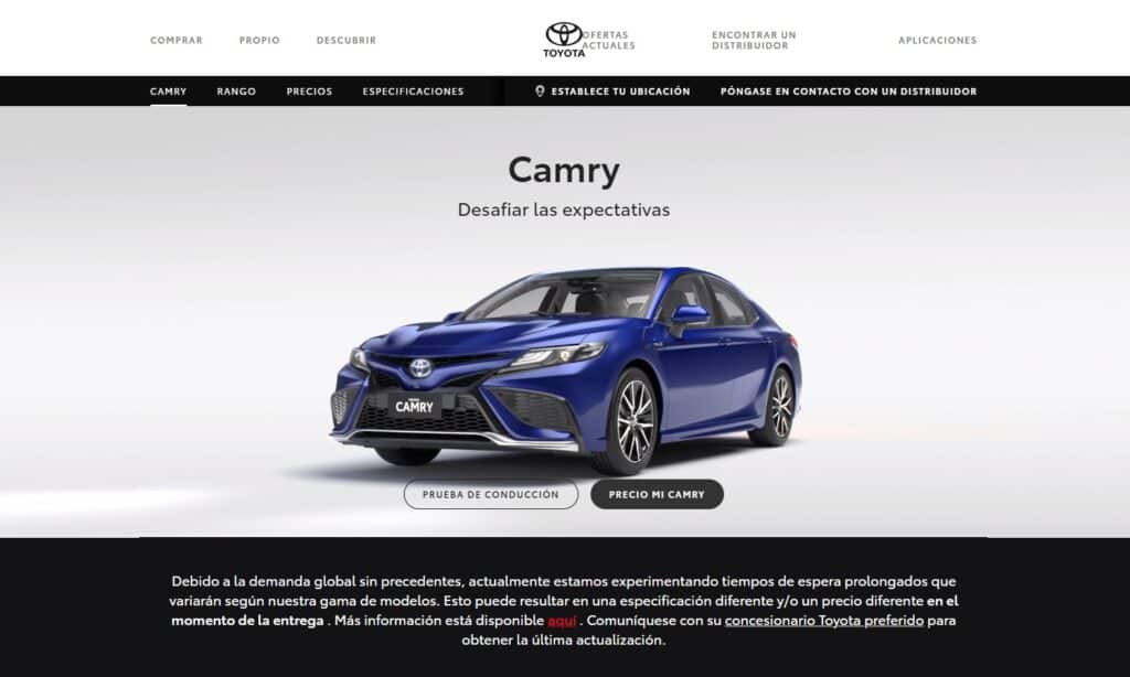 Toyota Camry ventas