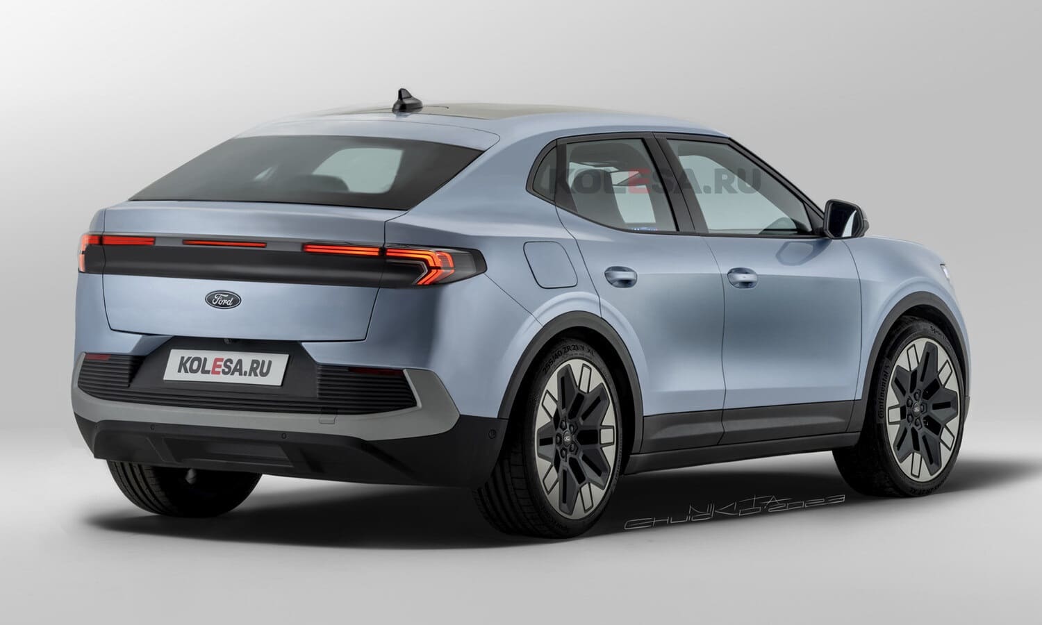 Ford Capri EV SUV rear-side render by Kolesa - Ford SUV EV rear-side render by Kolesa