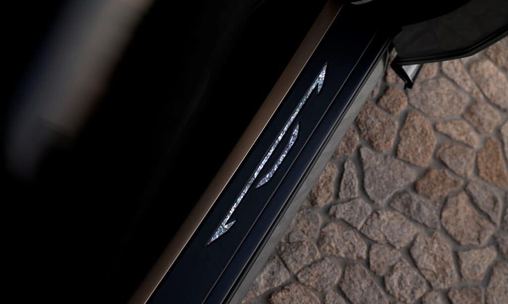 The Chrysler Wing logo on the door sills of the Chrysler Halcyon