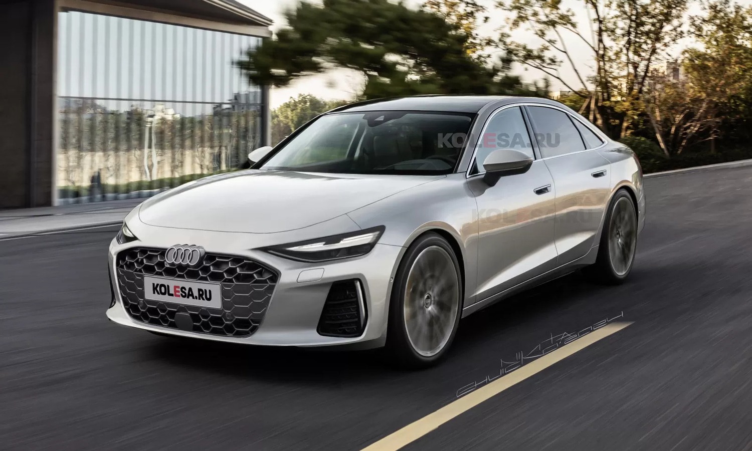 Audi A7 front-side render by Kolesa