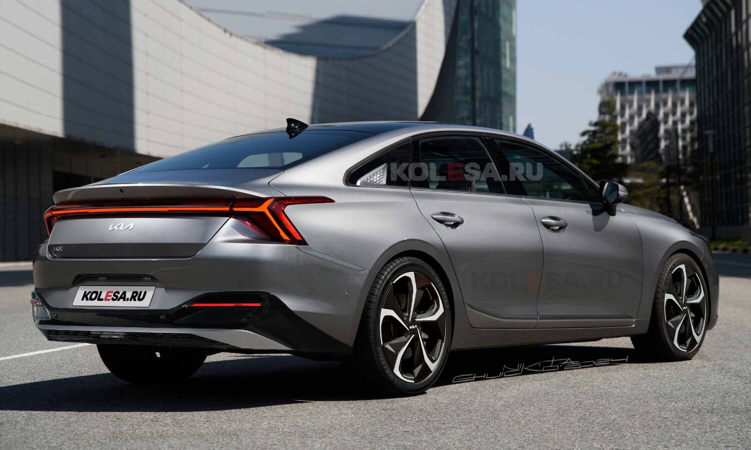 Kia K8 rear-side render by Kolesa