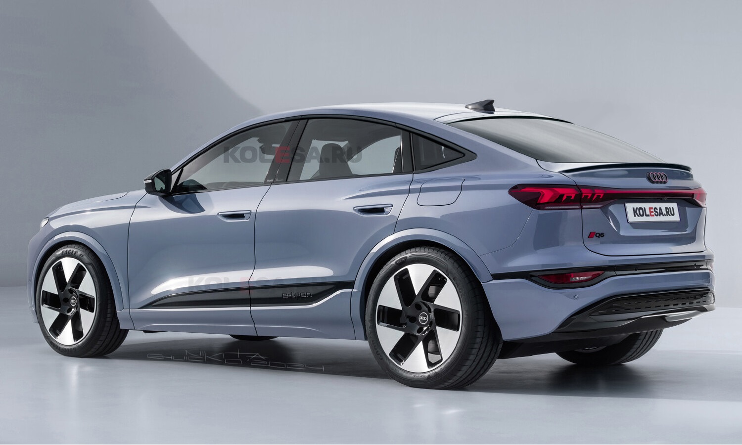 Audi Q6 Sportback e-tron rear-side render by Kolesa