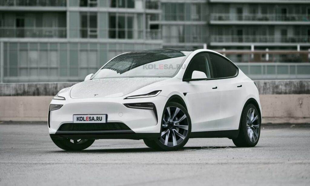 Tesla Model Y front-side render by Kolesa