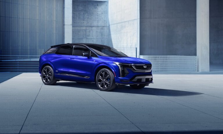 The 2026 Cadillac OPTIQ-V in Deep Ocean Tintcoat exterior color
