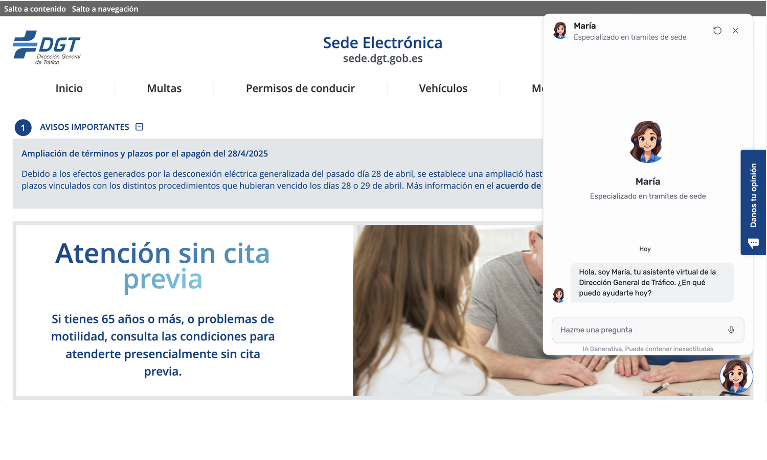 María, la nueva asistente virtual de la DGT 1