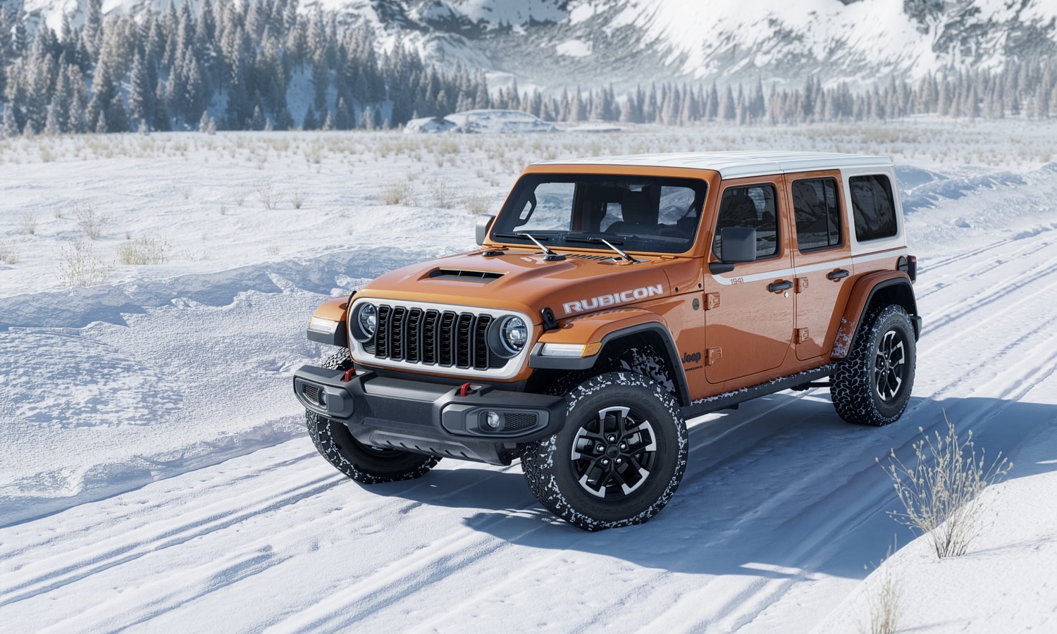 2026 Jeep® Wrangler Whitecap , the second model in the yearlong ‘Twelve 4 Twelve’ celebration of 85 years of off-road leadership. Heritage-inspired with a Bright White hardtop and grille, available exclusively on Sahara and Rubicon trims.