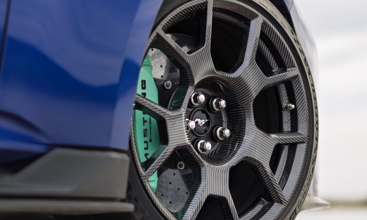 By working with the GTD team, we were able to adopt Brembo carbon-ceramic brakes and Michelin Pilot Sport Cup2 R tires for the Mustang Dark Horse SC Track Pack. Prototype vehicle shown. Actual production vehicle may vary. Available summer 2026.