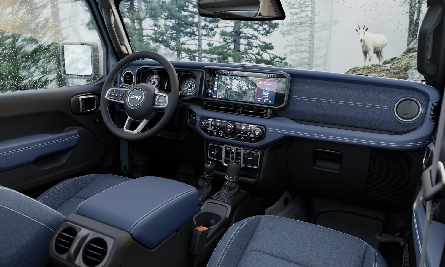 The 2026 Jeep® Wrangler Rockslide, the fifth Twelve 4 Twelve special edition, pairs bold Blue Agave, Jean Blue and Indigo Blue accents with an Anvil body-color roof and steel rock rails for a fresh, tonal take on the Wrangler’s trail-ready capability.